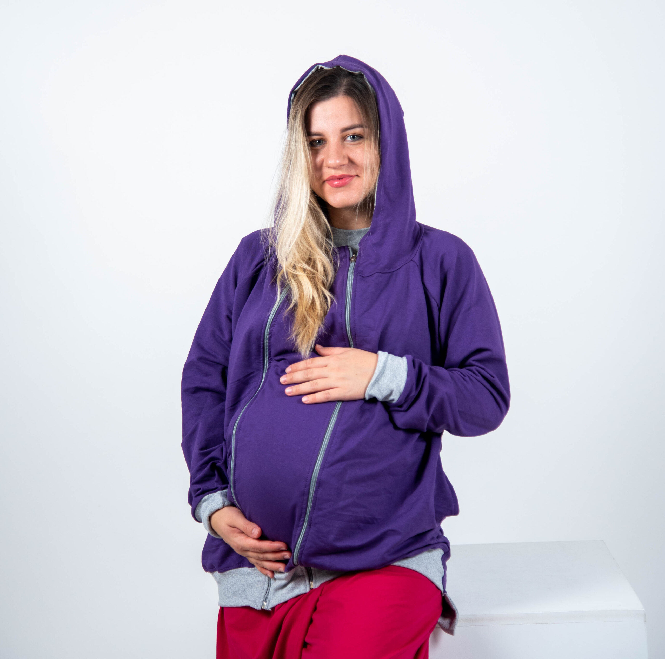 Duks za trudnice i nošenje beba "Deep Plum"-tanji(proljetni) - Image 5