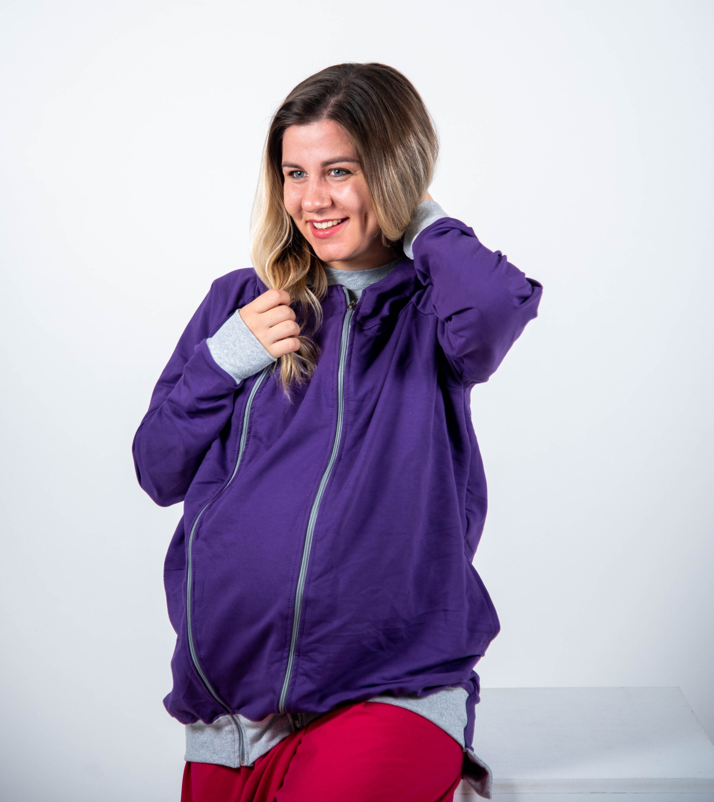 Duks za trudnice i nošenje beba "Deep Plum"-tanji(proljetni) - Image 3